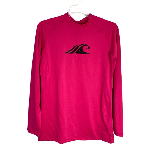 Tesla long sleeve rash guard bright hot pink wave logo size small NWT - Picture 1 of 13
